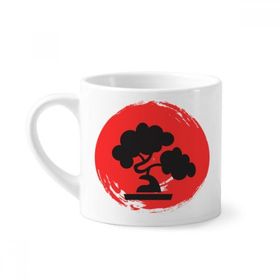 Dıythinker 170 ml Beyaz Soyut Fırça Japon Desenli Mini Kahve Seramik Kupa