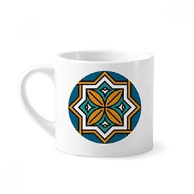 Dıythinker 170 ml Beyaz Soyut Geometri Fas Tarzı Desenli Mini Kahve Seramik Kupa