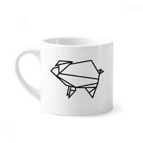 Dıythinker 170 ml Beyaz Soyut Origami Domuz Geometrik Şekilli Mini Kahve Seramik Kupa