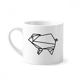 Dıythinker 170 ml Beyaz Soyut Origami Domuz Geometrik Şekilli Mini Kahve Seramik Kupa