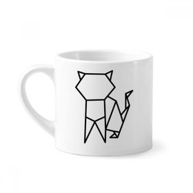 Dıythinker 170 ml Beyaz Soyut Origami Kedi Geometrik Şekilli Mini Kahve Seramik Kupa