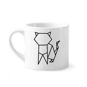 Dıythinker 170 ml Beyaz Soyut Origami Kedi Geometrik Şekilli Mini Kahve Seramik Kupa