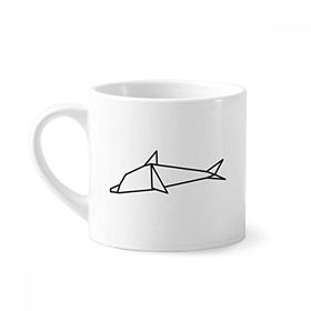 Dıythinker 170 ml Beyaz Soyut Origami Yunus Geometrik Şekilli Mini Kahve Seramik Kupa