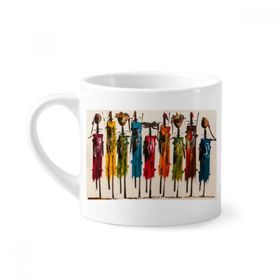 Dıythinker 170 ml Beyaz Soyut Sanat Afrika Siyah Savaşçı Mini Kahve Seramik Kupa