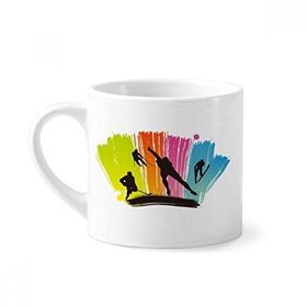 Dıythinker 170 ml Beyaz Spor Kayak Kayak Grafiti İllüstrasyon Mini Kahve Seramik Kupa