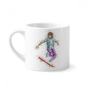 Dıythinker 170 ml Beyaz Spor Kayak Kayak Karikatür Stil İllüstrasyon Mini Kahve Seramik Kupa