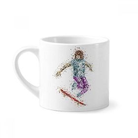 Dıythinker 170 ml Beyaz Spor Kayak Kayak Karikatür Stil İllüstrasyon Mini Kahve Seramik Kupa