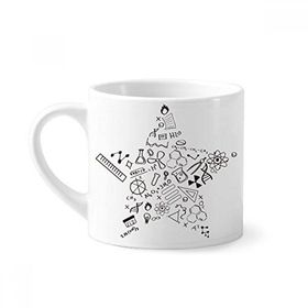 Dıythinker 170 ml Beyaz Star Strokes Stili Fiziksel Kimya Sembolü Mini Kahve Seramik Kupa
