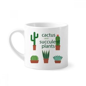 Dıythinker 170 ml Beyaz Succulents Saksı Bitki Kaktüs İllüstrasyonu Mini Kahve Seramik Kupa