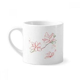 Dıythinker 170 ml Beyaz Suluboya Şeftali Ağacı Yapraklar Çiçek Mini Kahve Seramik Kupa