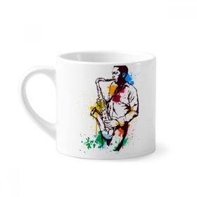 Dıythinker 170 ml Beyaz Suluboya Sokak Adam Rock Müzik Boyama Mini Kahve Seramik Kupa