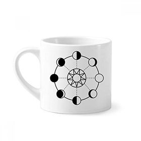 Dıythinker 170 ml Beyaz Sun Moon Totem Desenli Mini Kahve Seramik Kupa