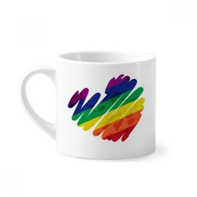 Dıythinker 170 ml Beyaz Tablo Kalp LGBT Gökkuşağı Mini Kahve Seramik Kupa