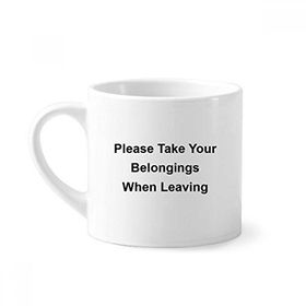 Dıythinker 170 ml Beyaz Take Your Belongings Siyah Sembollü Mini Kahve Seramik Kupa
