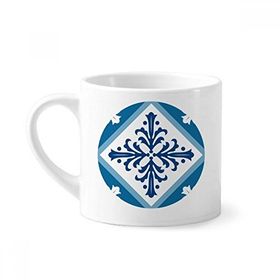 Dıythinker 170 ml Beyaz Talavera Dekoratif Çiçek Ilustration Mini Kahve Seramik Kupa
