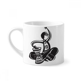 Dıythinker 170 ml Beyaz Tambourine Silüeti Meksika Meksika Mini Kahve Seramik Kupa Kulplu