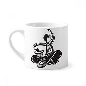 Dıythinker 170 ml Beyaz Tambourine Silüeti Meksika Meksika Mini Kahve Seramik Kupa Kulplu