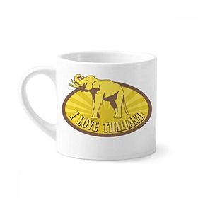 Dıythinker 170 ml Beyaz Tayland I Love Tayland Fil Mini Kahve Seramik Kupa