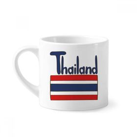 Dıythinker 170 ml Beyaz Tayland Ulusal Bayrağı Kırmızı Mavi Desenli Mini Kahve Seramik Kupa
