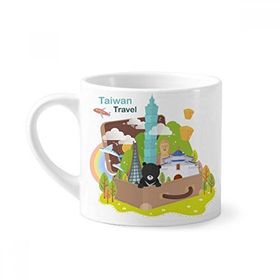 Dıythinker 170 ml Beyaz Tayvan Seyahat 101 İnşaat Çin Mini Kahve Seramik Kupa