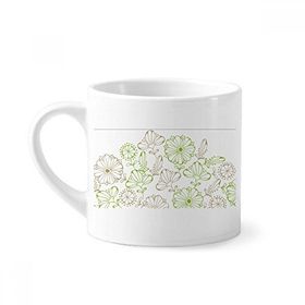 Dıythinker 170 ml Beyaz Taze Çiçekler Çimen Çizim Dekoratif Desen Mini Kahve Seramik Kupa