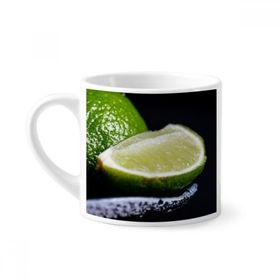 Dıythinker 170 ml Beyaz Taze Meyveler Yeşil Limon Resmi Mini Kahve Seramik Kupa