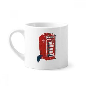 Dıythinker 170 ml Beyaz Telefon Kabini Şemsiye Yağmur Mini Kahve Seramik Kupa
