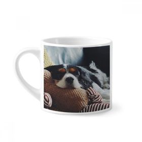 Dıythinker 170 ml Beyaz Tembel Köpek Hayvan Duygusal Resim Mini Kahve Seramik Kupa