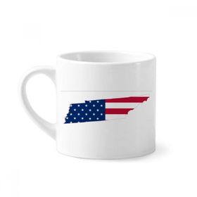 Dıythinker 170 ml Beyaz Tennessee ABD Haritası Yıldızlar Çizgili Bayrak Şekilli Mini Kahve Seramik Kupa