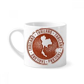 Dıythinker 170 ml Beyaz Thai Culture I Love Tayland Haritası Mini Kahve Seramik Kupa