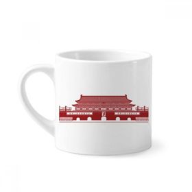 Dıythinker 170 ml Beyaz Tiananmen Chairman Mao Kırmızı Çin Mini Kahve Seramik Kupa