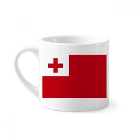 Dıythinker 170 ml Beyaz Tonga Ulusal Bayrağı Okyanusya Ülke Mini Kahve Seramik Kupa