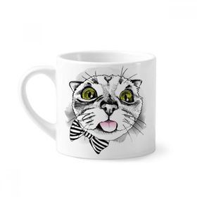 Dıythinker 170 ml Beyaz Tougue Bow Beyaz Kedi Koruyucu Hayvan Hayvan Sevgili Mini Kahve Seramik Kupa