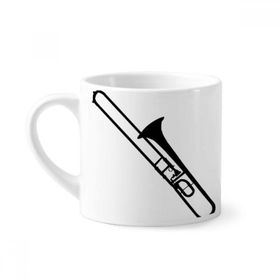 Dıythinker 170 ml Beyaz Trombon Klasik Müzik Enstrüman Desenli Mini Kahve Seramik Kupa