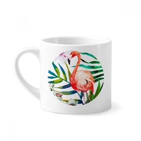 Dıythinker 170 ml Beyaz Tropik Bitkiler Flamingo Çiçekler Mini Kahve Seramik Kupa