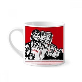 Dıythinker 170 ml Çalışan Köylü Asker Kırmızı Çin Mini Beyaz Çömlek Seramik Saplı Kupa