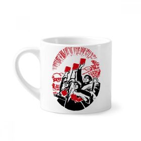 Dıythinker 170 ml Çalışan Köylü Asker Su Çin Mini Beyaz Çömlek Seramik Saplı Kupa