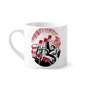 Dıythinker 170 ml Çalışan Köylü Asker Su Çin Mini Beyaz Çömlek Seramik Saplı Kupa
