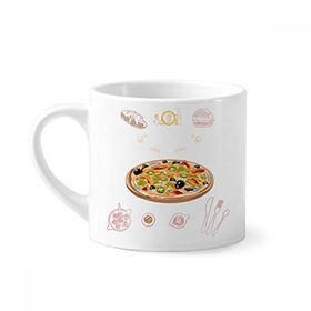 Dıythinker 170 ml Çeşitli Pizza İtalya Domates Yiyecekleri Mini Beyaz Çömlek Seramik Saplı Kupa