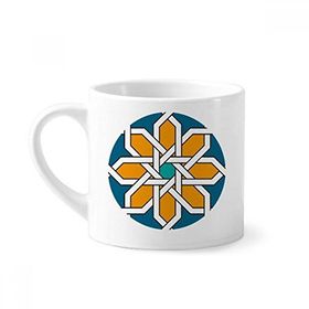 Dıythinker 170 ml Çiçek Fas Stili Soyut Geometri Mini Beyaz Çömlek Seramik Saplı Kupa