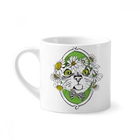 Dıythinker 170 ml Çiçek Fiyonklu Kedi Kafası Hayvan Hayvan Hayvan Sevgili Mini Beyaz Çömlek Seramik Saplı Kupa