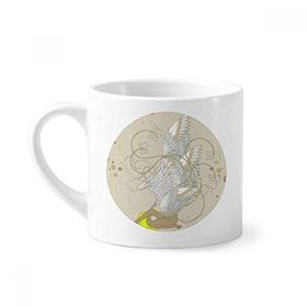 Dıythinker 170 ml Çiçek Kanadı Japonya Ukiyo E Yaprakları Mini Beyaz Çömlek Seramik Saplı Kupa