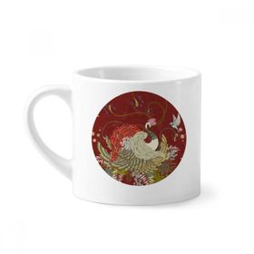 Dıythinker 170 ml Çiçek Kanat Kuş Ukiyo E Yapraklar Mini Beyaz Çömlek Seramik Saplı Kupa