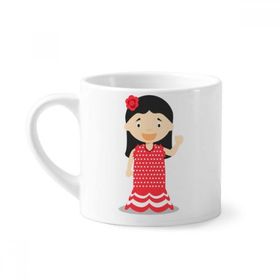 Dıythinker 170 ml Çiçek Kırmızı Elbise İspanya Çizgi Film Mini Beyaz Çömlek Seramik Saplı Kupa