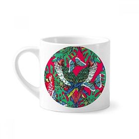 Dıythinker 170 ml Çiçek Kuş Yaprağı Pembe Gökyüzü Mutlu Mini Beyaz Çömlekçilik Seramik Saplı Kupa