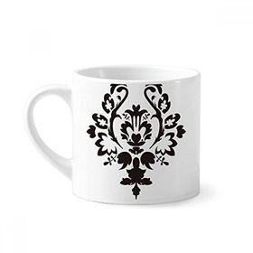 Dıythinker 170 ml Çiçek Siyah Paralel Barok Sanat Desenli Mini Beyaz Çömlek Seramik Saplı Kupa