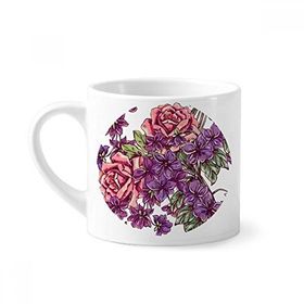 Dıythinker 170 ml Çiçek Yaprağı Mavi Beyaz Mini Beyaz Çömlekçilik Seramik Saplı Kupa