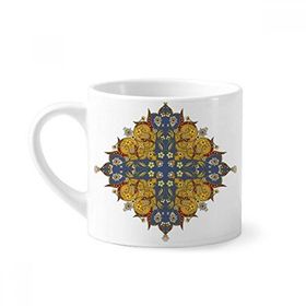 Dıythinker 170 ml Çiçek Yaprağı Paralel Tekrarla İllüstrasyon Desen Mini Beyaz Çömlek Seramik Saplı Kupa