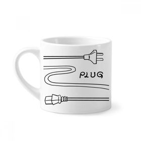 Dıythinker 170 ml Çift Delikli Plug Line El Çizimi Mini Beyaz Çömlekçilik Seramik Saplı Kupa