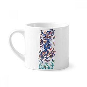 Dıythinker 170 ml Çin Çin Ejderha Bulut Desenli Mini Beyaz Çömlekçilik Seramik Saplı Kupa
